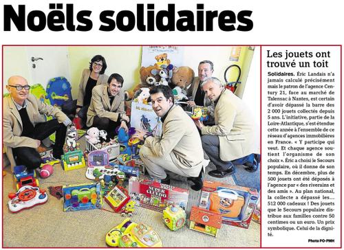 Article Presse Océan - Collecte de jouets 2016 Century 21 Talensac